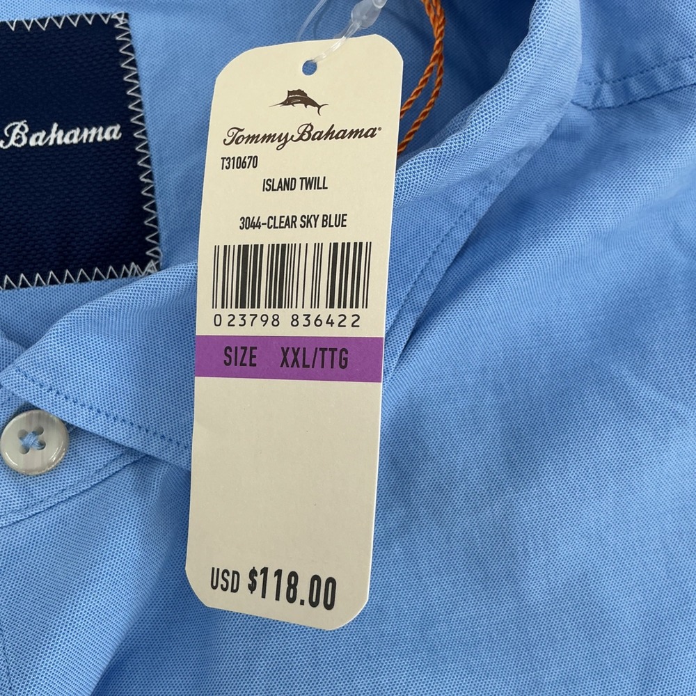 Tommy Bahama Island Twill Shirt Mens XXL Blue Silk Blend Long Sleeve Coastal New - Picture 8 of 12